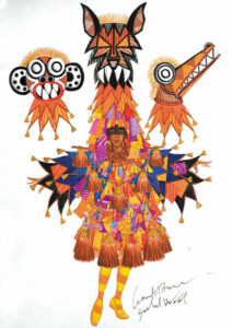 Dessin © Leonardo Bora et Gabriel Haddad pour des costumes d’Ala. École de samba Acadêmicos do Grande Rio, 2020
